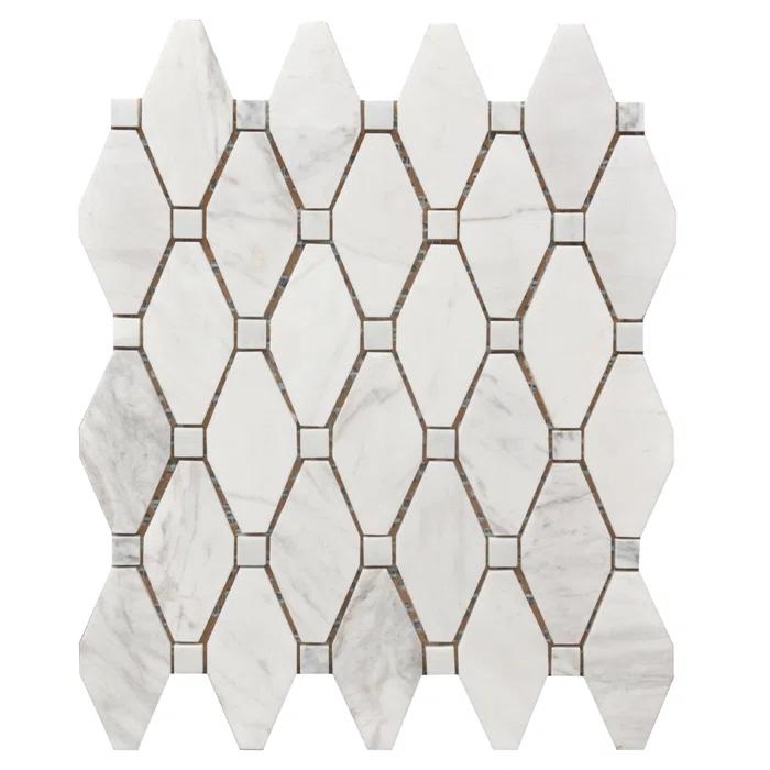 Roca Tiles Large Rhombus 12" x 12" Marble Mosaic Wall & Floor Tile
