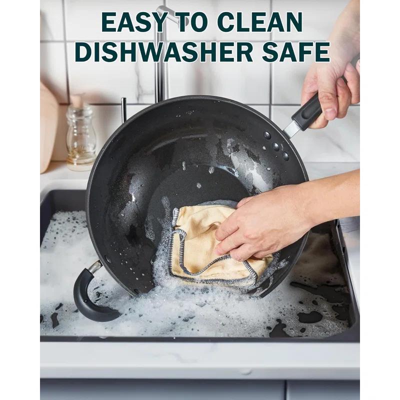 Cook N Home Cook N Home Hard Anodized 12-inch Nonstick Wok Stir-fry Pan With Lid