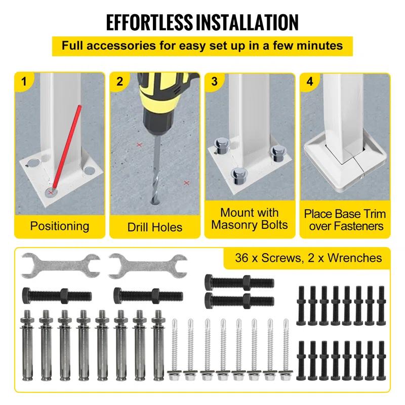 VEVOR Hand Rails for Outdoor Steps, Wrought Iron Railing, Porch And Stair Railing Kit