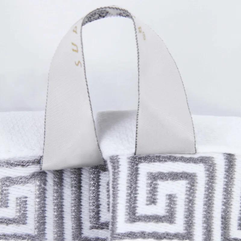 Superior Athens Cotton Medium Weight Floral Border Greek Key Trim 8 Piece Assorted Towel Set by Superior