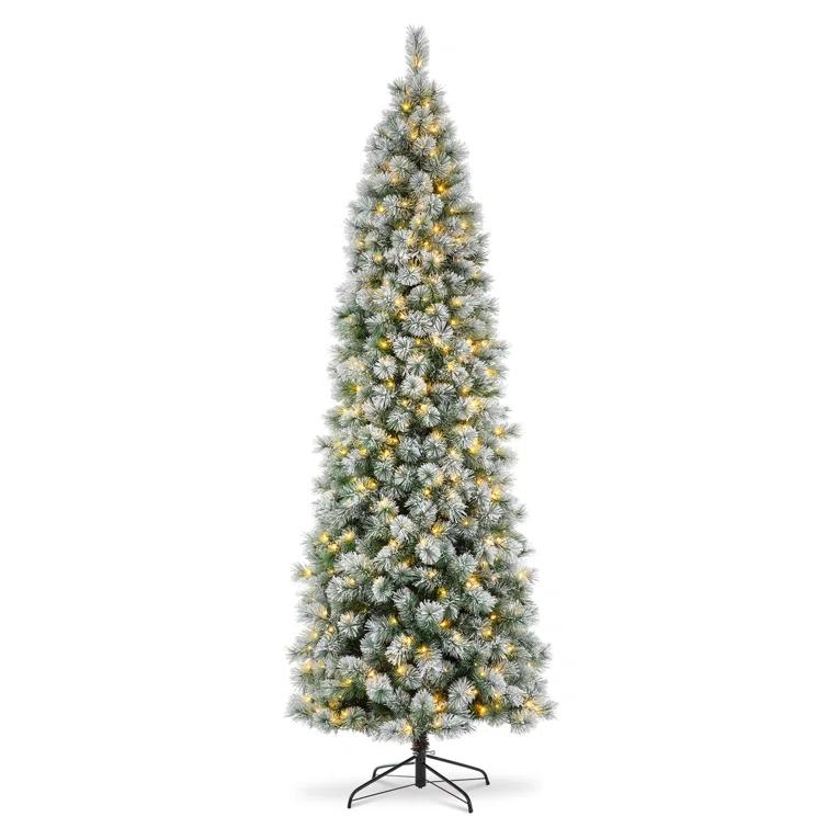 The Twillery Co.® Slender Flocked Pine Christmas Tree with LED Lights