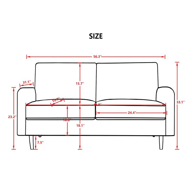 Everly Quinn Hasaam 56.3" Wide Velvet Round Arms Small Apartment Loveseat