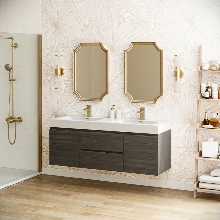 Fresca Valencia 60" Wall Mount Double Sink Bathroom Vanity with Top and Sinks (Faucets Not Included)