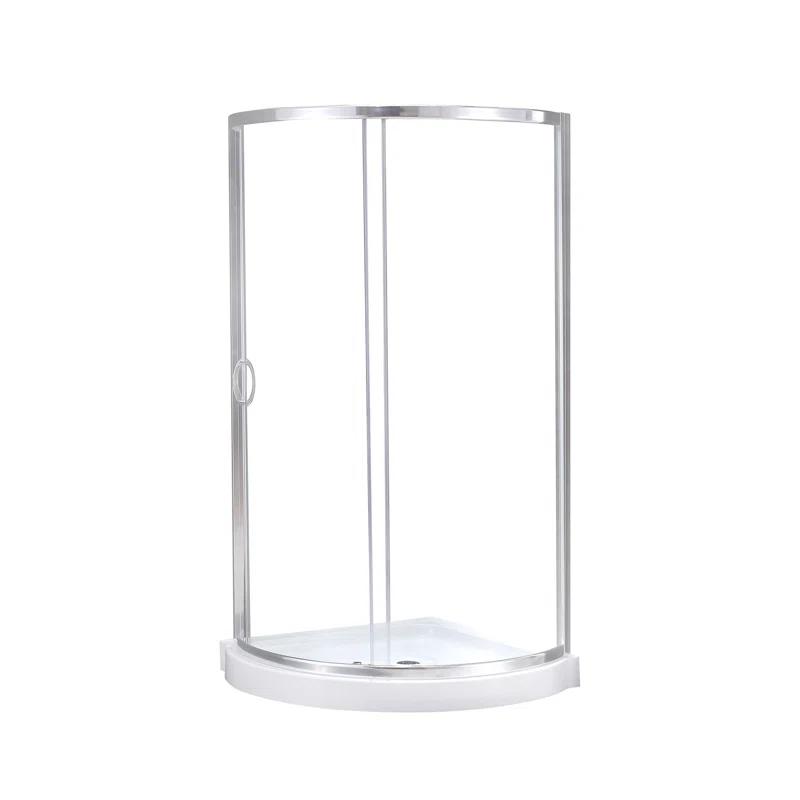 Ove Decors Breeze_34_withouth_walls OVE Decors Breeze Premium 35 in. Framed Round Shower Kit w/ Clear Glass, Base in Chrome Finish