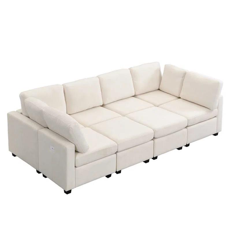Hokku Designs Modern Sofa 103" Sectional Sofa Couch Sofa Bed U-Shaped Sofa With Two Movable Ottoman Upholstered Sectional
