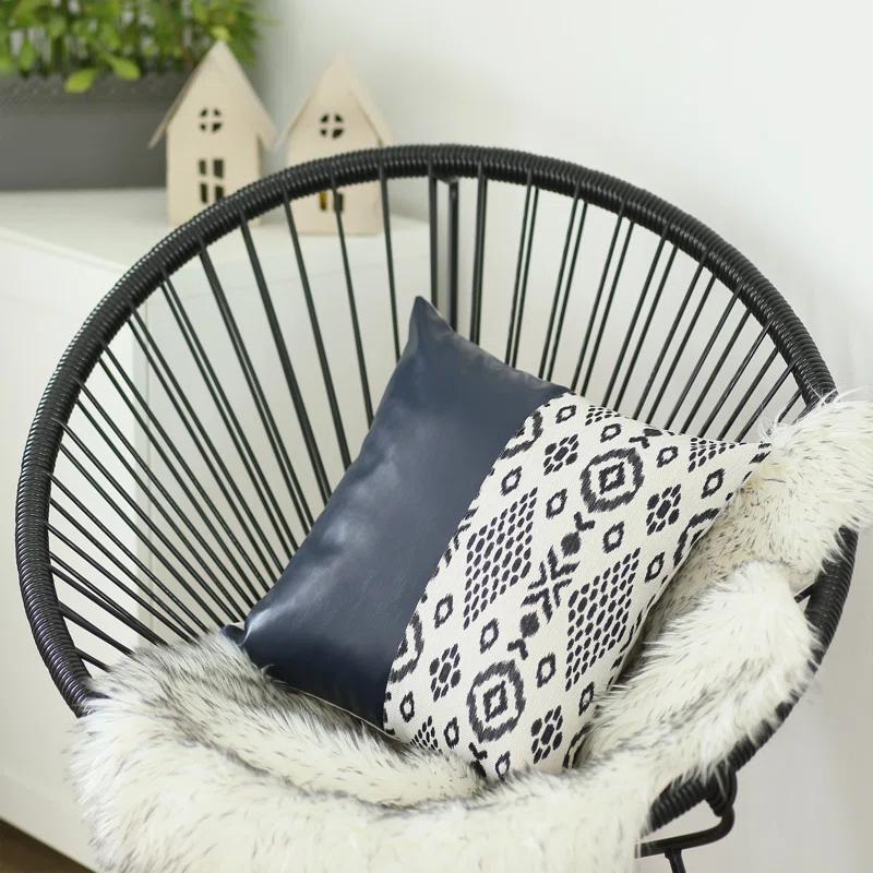 Decorative Faux Leather Pillowcase Ikat Pillow Cover