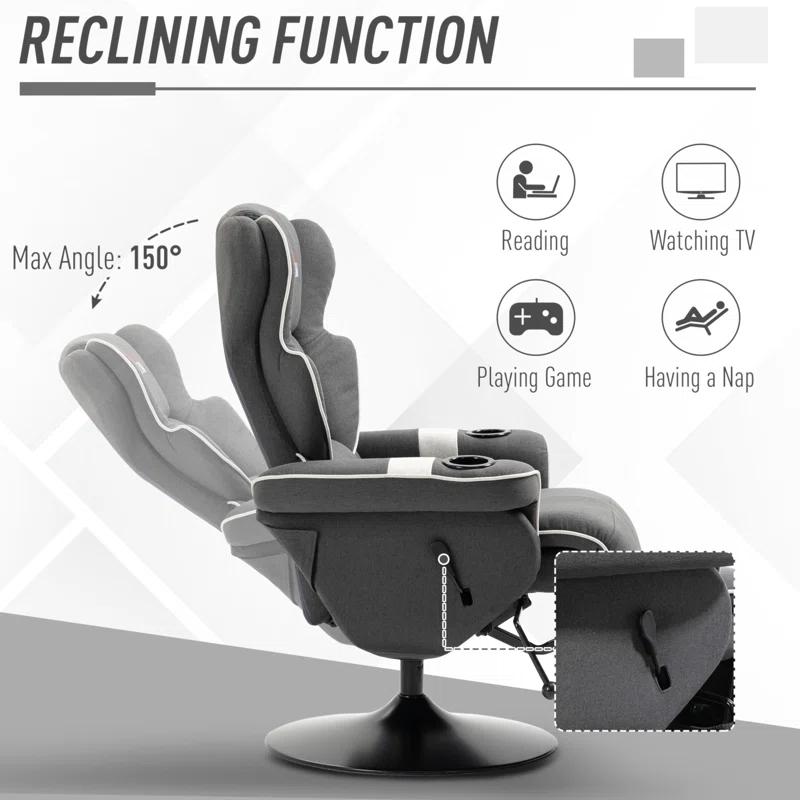 HomCom Faux Leather Manual Swivel Ergonomic Recliner | Wayfair