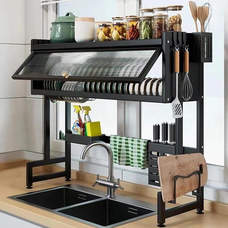 PAVORA 3 Tier Above Sink Dish Drainer Drying Rack, 33.5” Above Sink Dish Rack for Small Kitchens, Space Saving Drying Racks