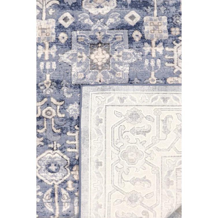 Pasargad Amadeus Power Loom Oriental Area Rug in Blue/Ivory