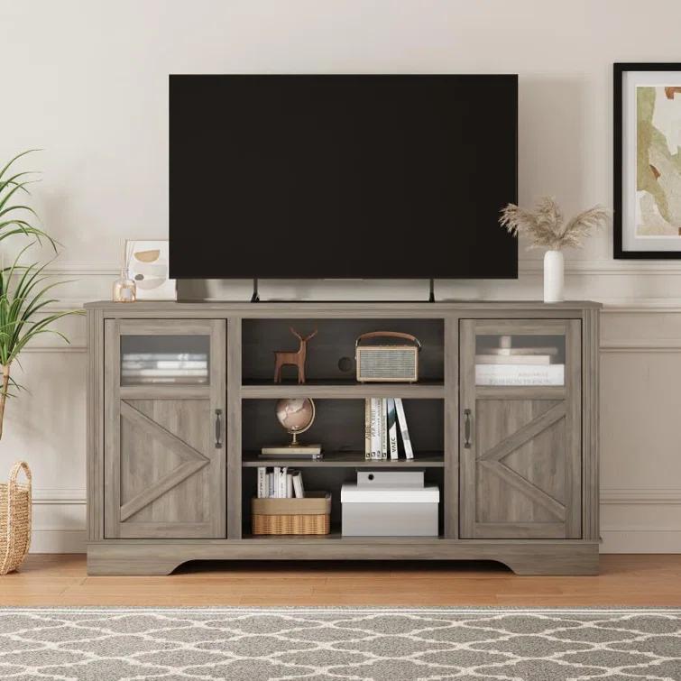 Wrought Studio™ Farmhouse TV Stand With LED Lights, Entertainment Center For 65/60/55 Inches Televisions