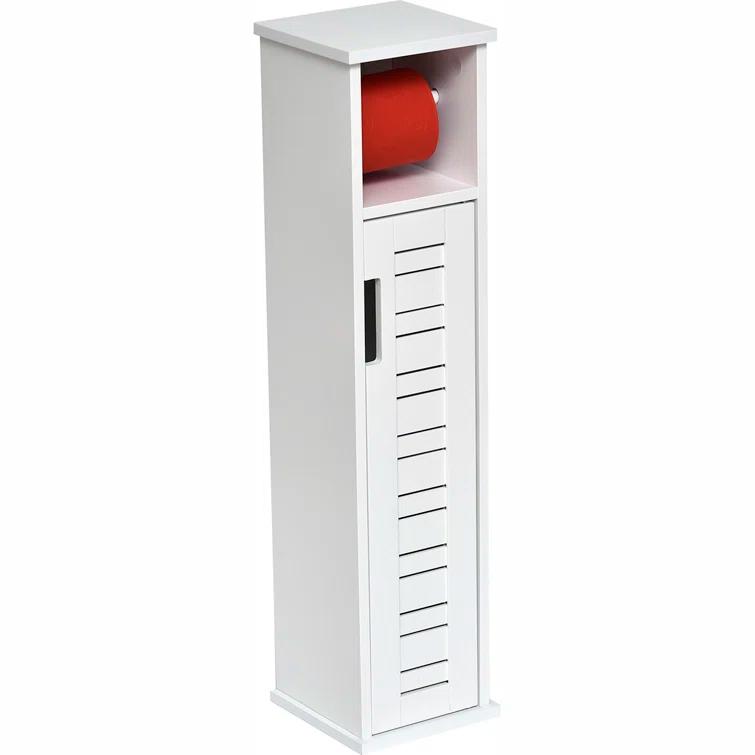 Evideco Miami White Toilet Paper Storage Cabinet with Dispenser, Compact
