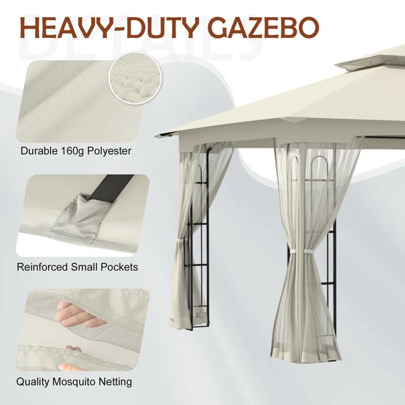 COOS BAY 13 Ft. W x 11 Ft. D Steel Patio Gazebo with Netting