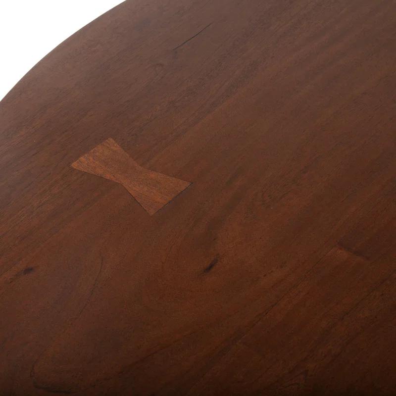 Loon Peak® Kerris Acacia Round Solid Wood Top Metal Base Dining Table