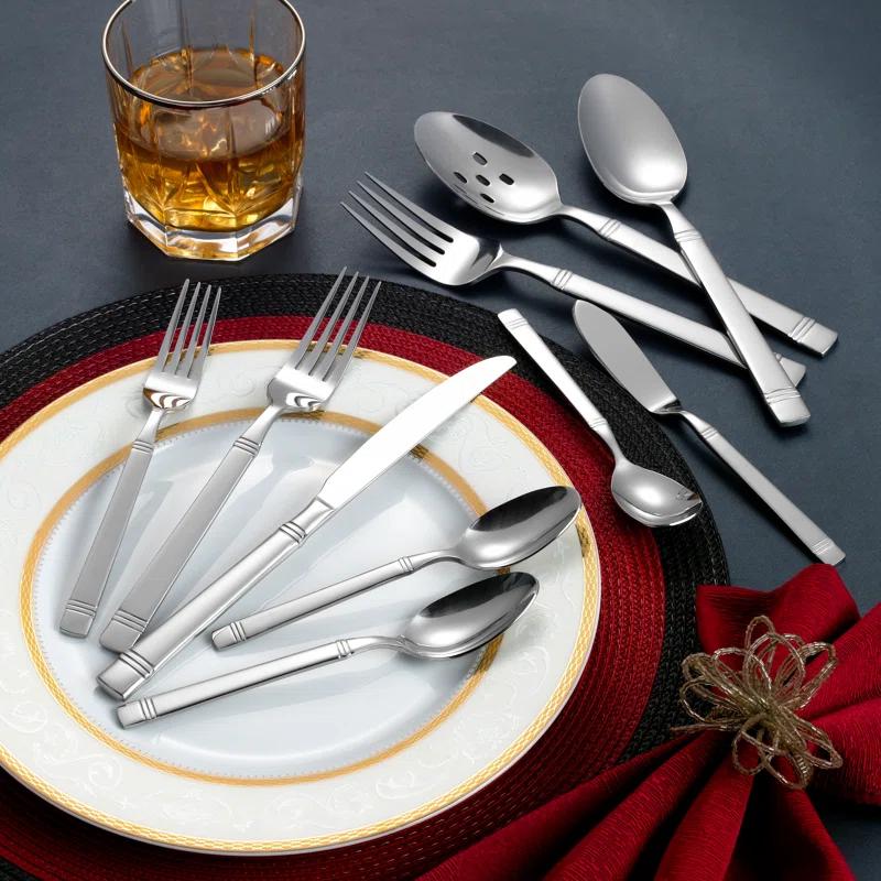 Lorren Home Trends Lorren Home Trends 45 Piece Stainless Steel Flatware Set, Service for 8, Dishwasher Safe
