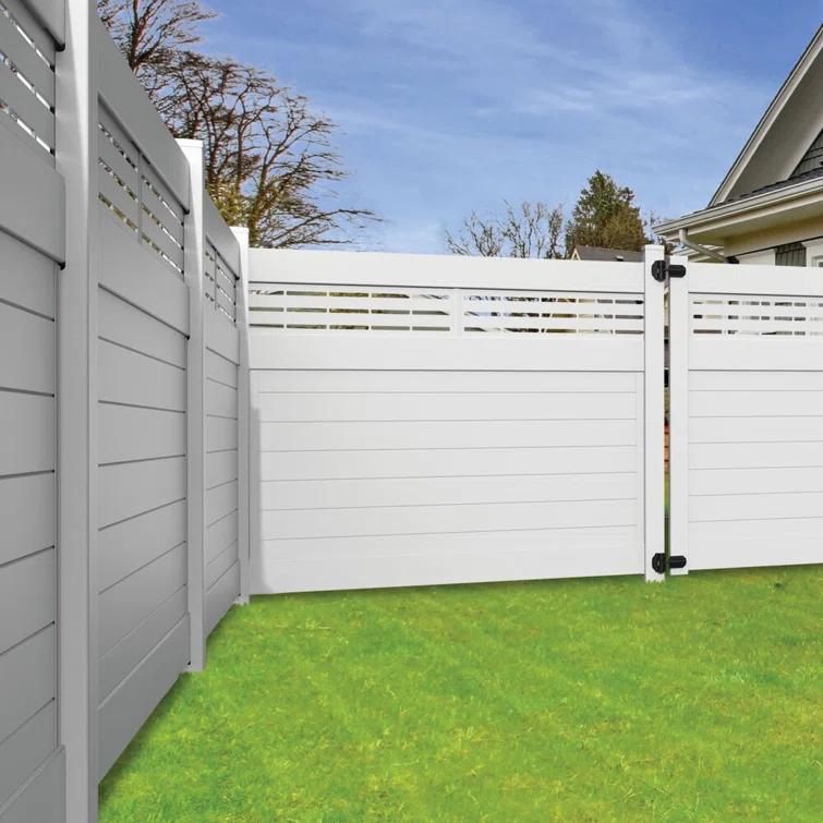 Barrette Outdoor Living Horizontal Fence Boardwalk White Vinyl Panel Kit