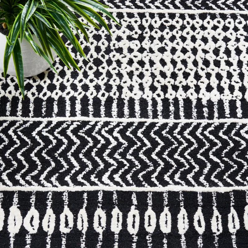Foundry Select Glamour Hand Tufted Viscose/Wool Southwestern Rug in Ivory/Black