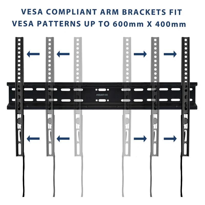 Mount-it Black Fixed Wall Mount for Holds up to 77 lbs