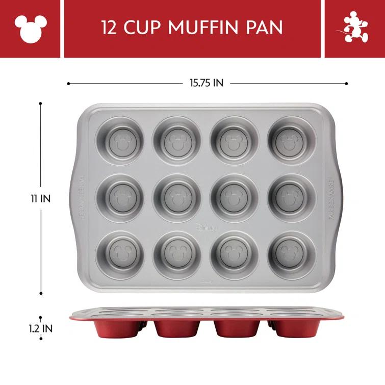 Farberware Farberware Disney Bake With Mickey Mouse Nonstick Muffin Pan / Cupcake Pan, 12 Cup, Red