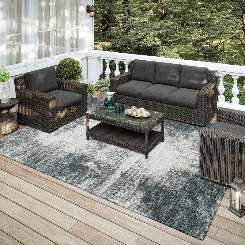 Addison Rugs Abstract Machine Woven Area Rug in Black