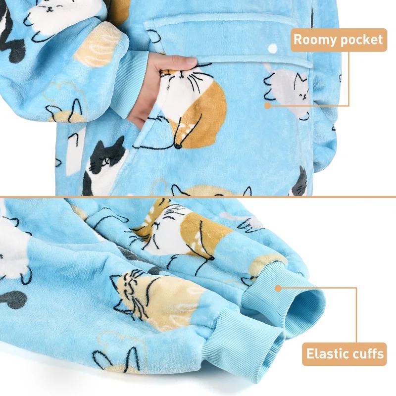 Catalonia Catalonia Oversized Hoodie Blanket Sweatshirt, Wearable Fleece Giant Pullover for Men Women