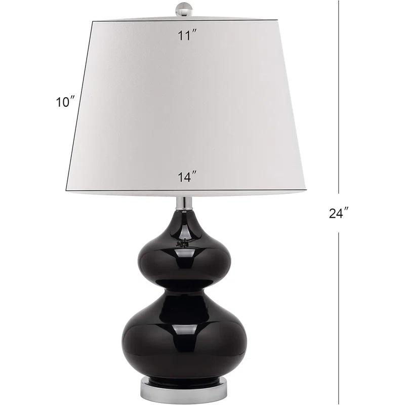 Hokku Designs Modern Double Gourd Glass Table Lamps Set Of 2 With LED Bulbs - Contemporary Black 24-Inch Desk Lamps For Bedroom, Living Room, Office