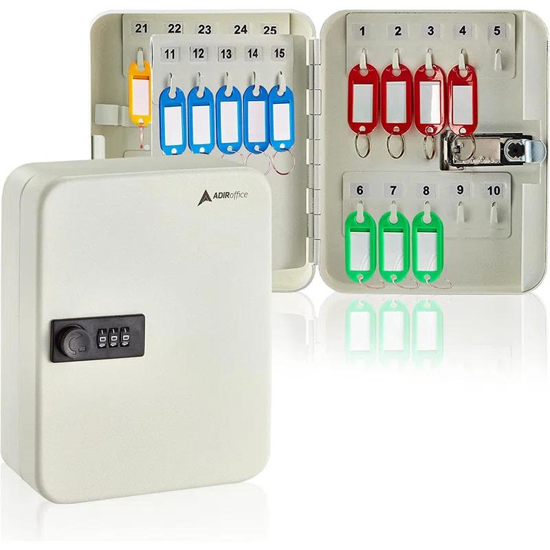 AdirOffice 30-Key Steel Secure Key Cabinet with Combination Lock (Set of 2)
