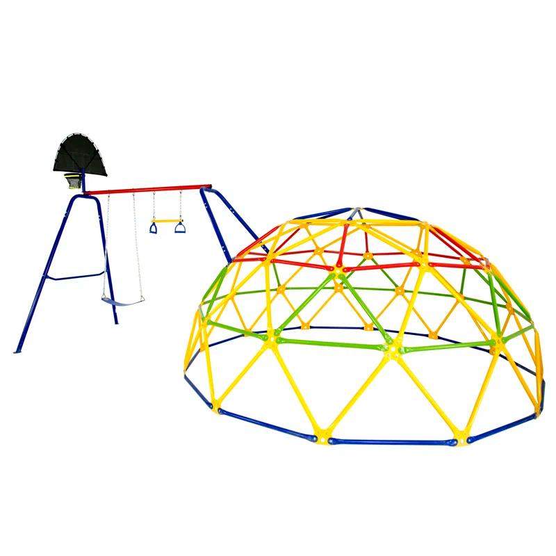 Skywalker Sports Geo Dome Climber Swing Set, Jungle Gym for Kids Outdoor Backyard with Basketball Hoop, Swing Bar
