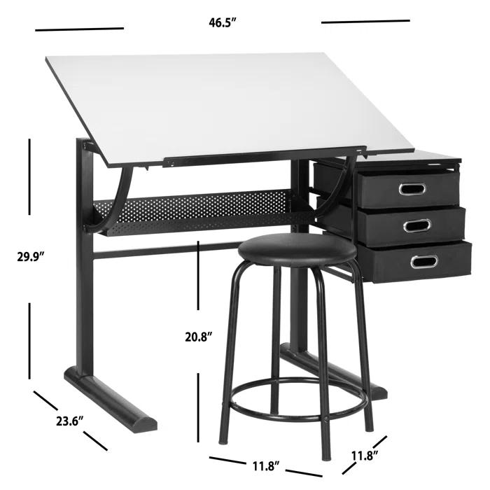 Inbox Zero Miceal Metal Base Drafting Table