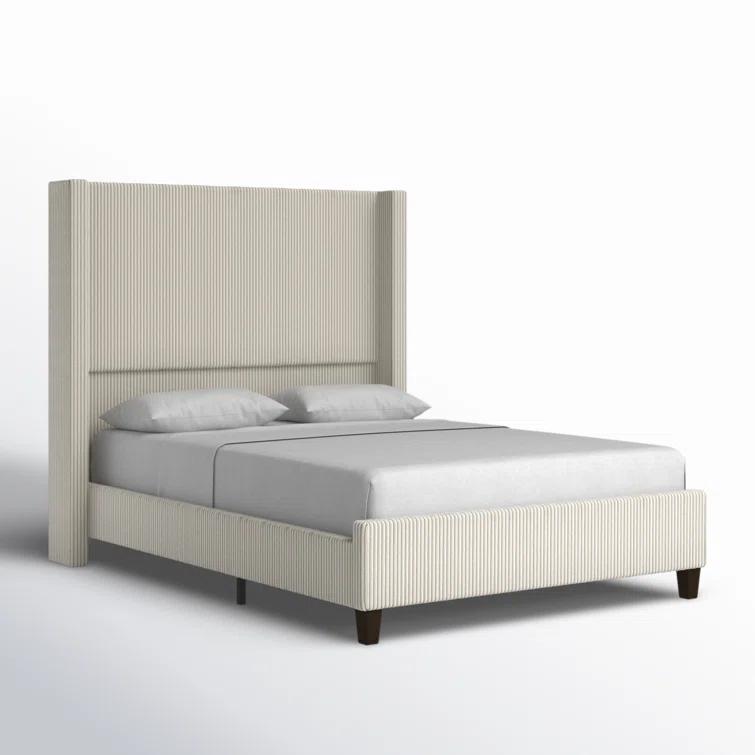Willa Arlo™ Interiors Dunwoody Upholstered Wingback Queen Size Platform Bed,Cream