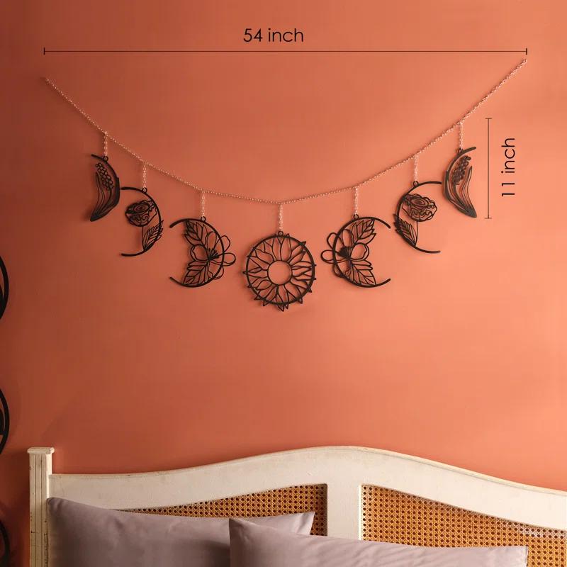 Floral Moon Phases Metal Wall Decor