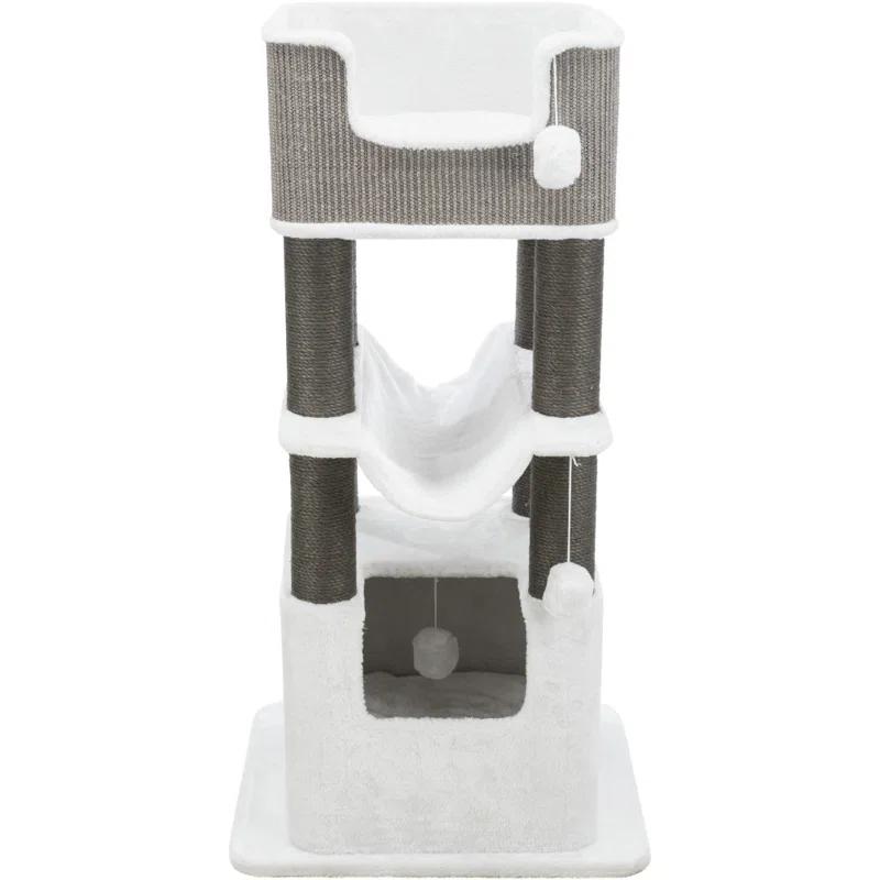 TRIXIE TRIXIE Lucano 43.3" XXL Cat Tree - Sisal Scratching Posts, Plush Covered House, Cat Beds, Platforms, Two Hanging Toys
