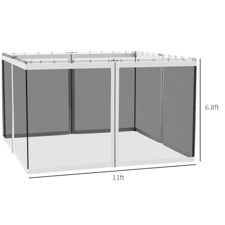 Outsunny Outsunny Universal Replacement Mesh Sidewall Netting for Patio Gazebos and Canopy Tents with Zippers, Sidewall Only, Cream