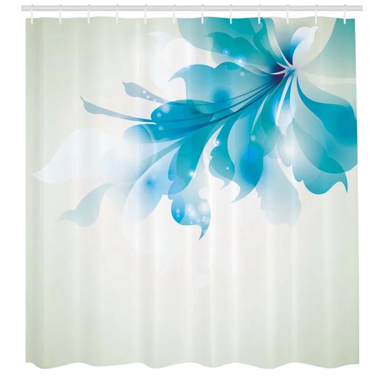 Ambesonne  Blue Ombre Flowers Single Shower Curtain & Reviews | Wayfair