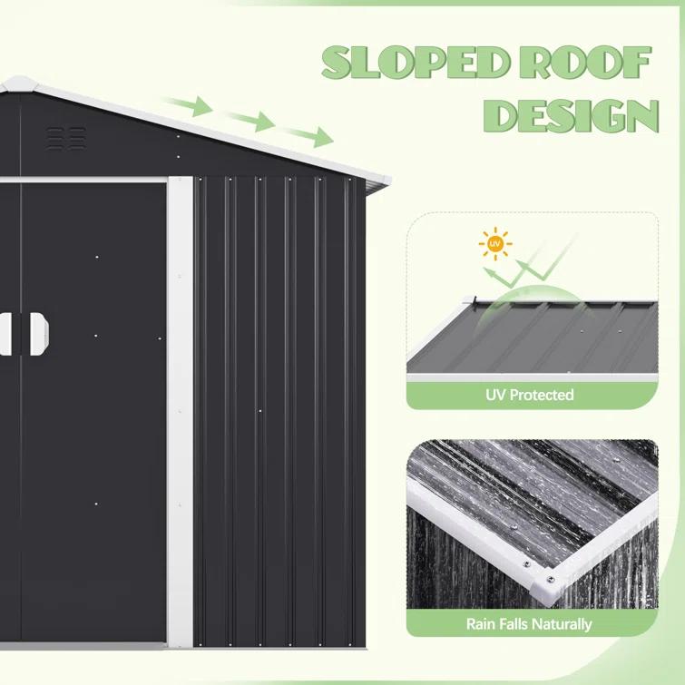Jaxpety 8 ft. W x 8 ft. D Metal Storage Tool Shed Outdoor Storage Shed With Sliding Doors and Vents & Reviews | Wayfair