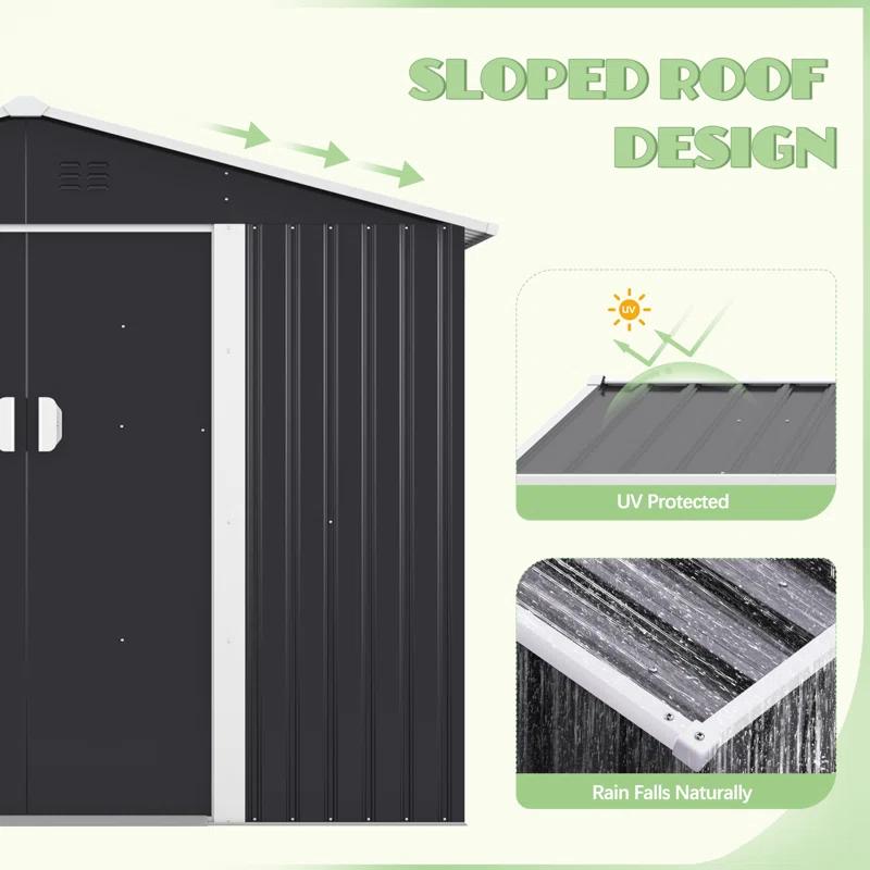 Jaxpety 8 ft. W x 8 ft. D Metal Storage Tool Shed Outdoor Storage Shed With Sliding Doors and Vents & Reviews | Wayfair