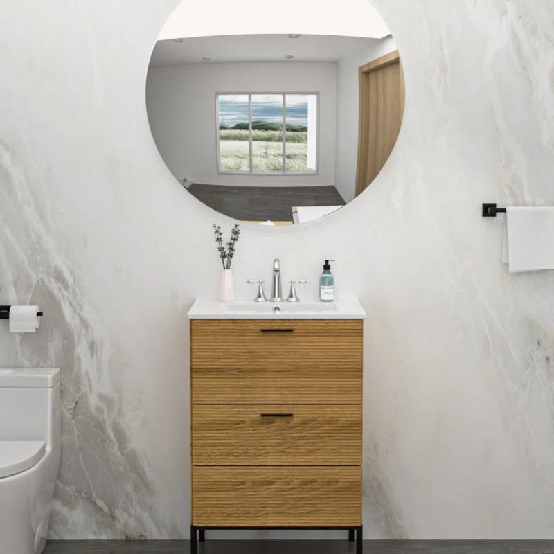 Tech Cube 24"X18" White Rectangular Single Vanity Top With Overflow(Sink Only) TCYX05466A