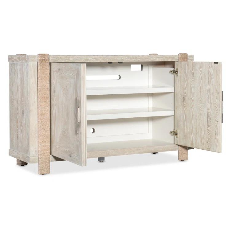 Beige Oak Veneer Transitional Sideboard with Rope-Wrapped Legs