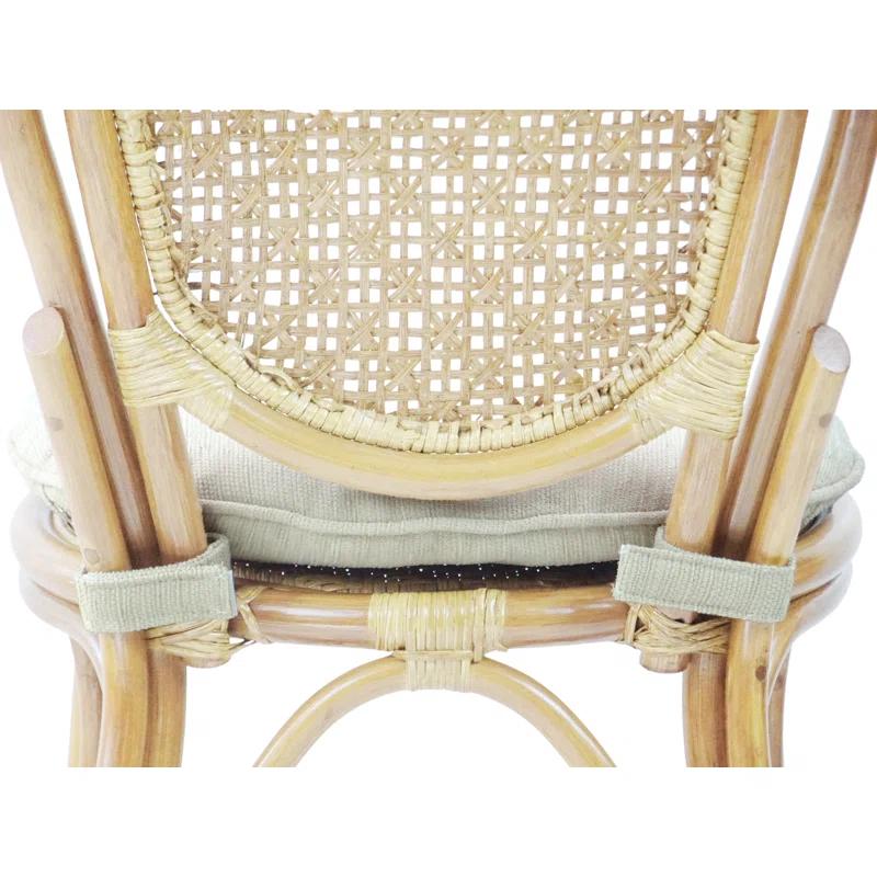 Bayou Breeze 4 Denver Dining Handmade Wicker Side Chair Natural Rattan With Cream Cushion (Set of 4)