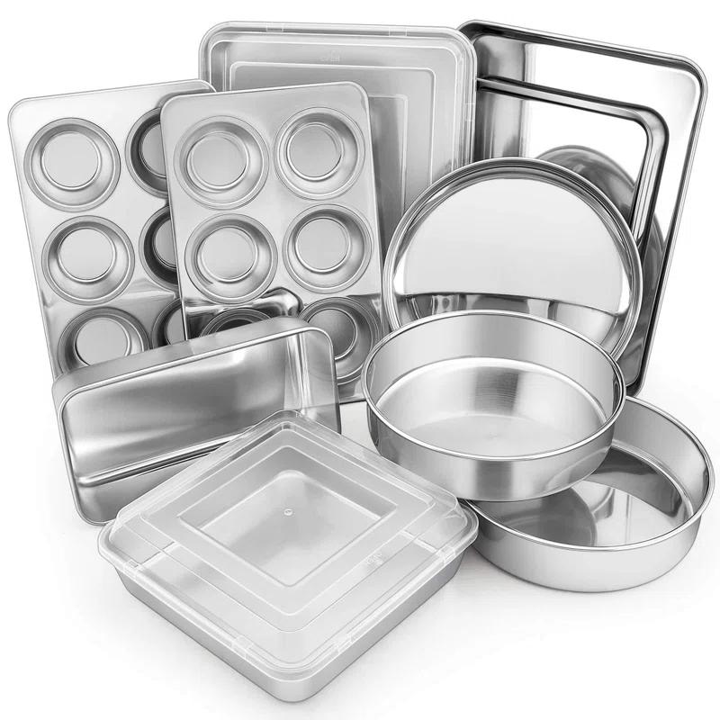 BOPWAY 12-Piece Stainless Steel Baking Pan Set