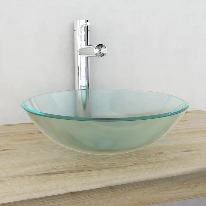 VidaXL 142230 VidaXL Basin Round Wash Vanity Sink Small Countertop Basin Tempered Glass