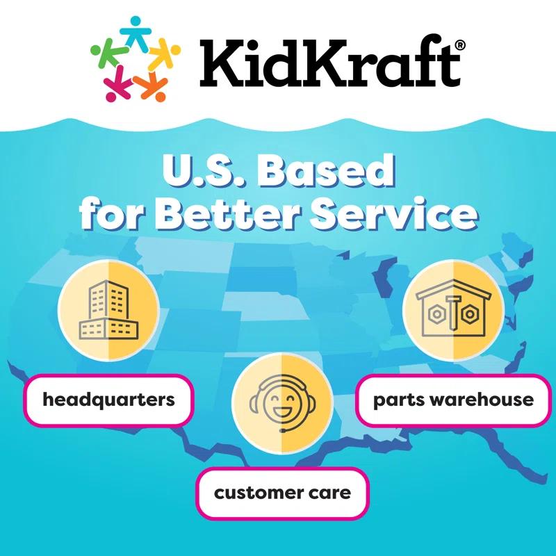 KidKraft Outdoor Wooden Table & Benches with Cushions & Umbrella, Navy