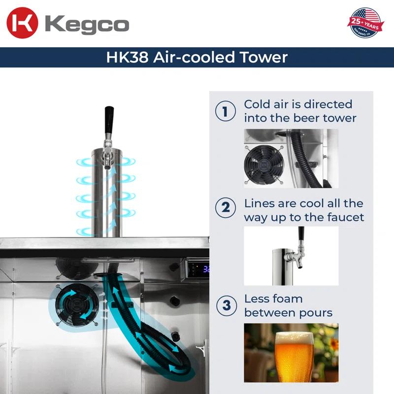 Kegco Kegco 24" Wide Outdoor Single Tap All Stainless Steel Built-In Kegerator with Kit