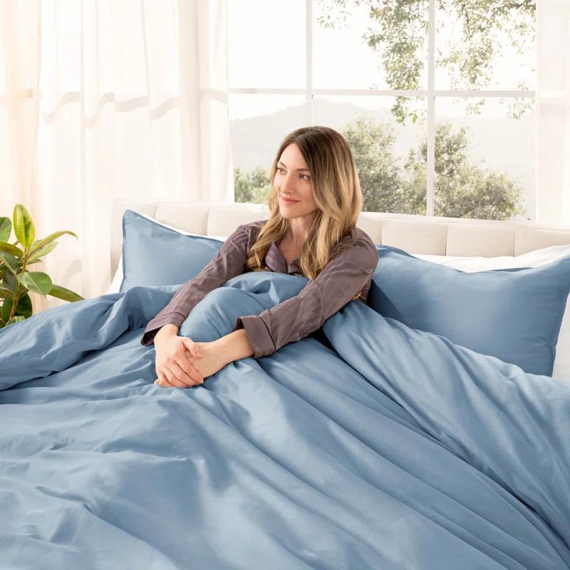 Bare Home 400 Thread Count Organic Cotton Sateen Duvet Cover Set