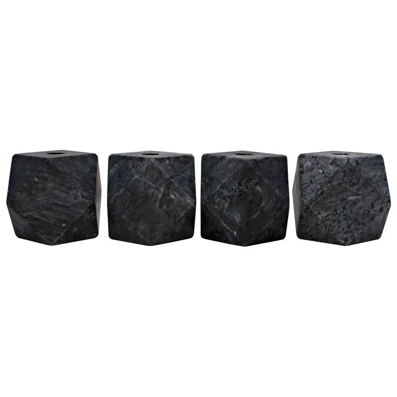 Noir 4'' H Marble Tabletop Votive Holder