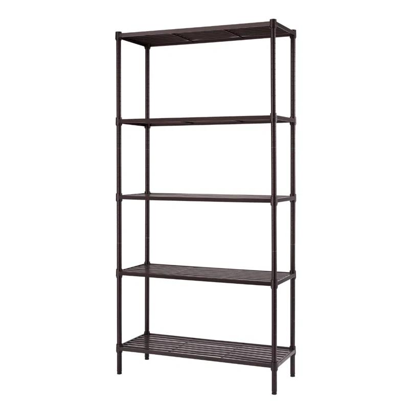 TRINITY Dark Bronze 5-Tier Steel Slat Shelving Unit (36 in. W x 72 in. H x 14 in. D)