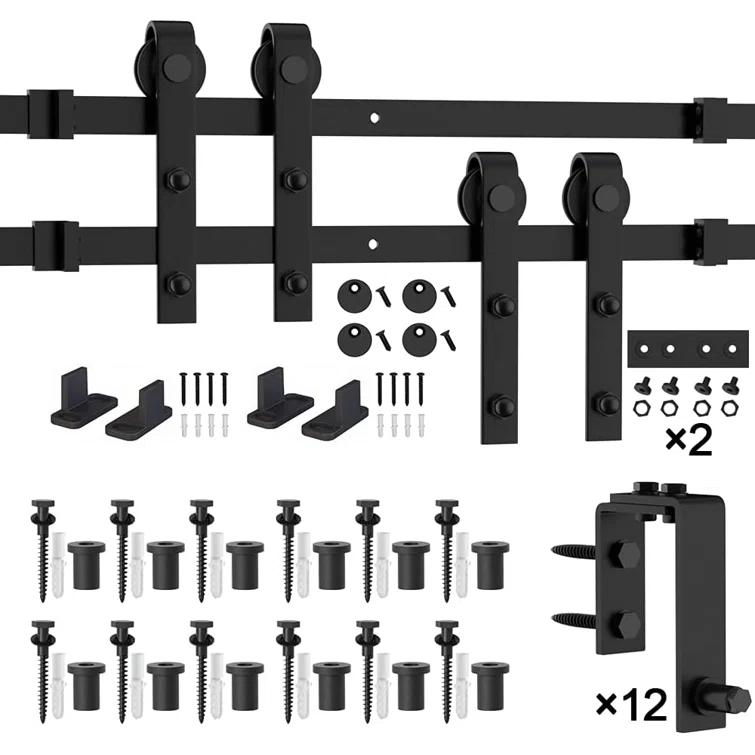 Lazio LAZ Sliding Double Bypass Double Door Barn Door Hardware Kit