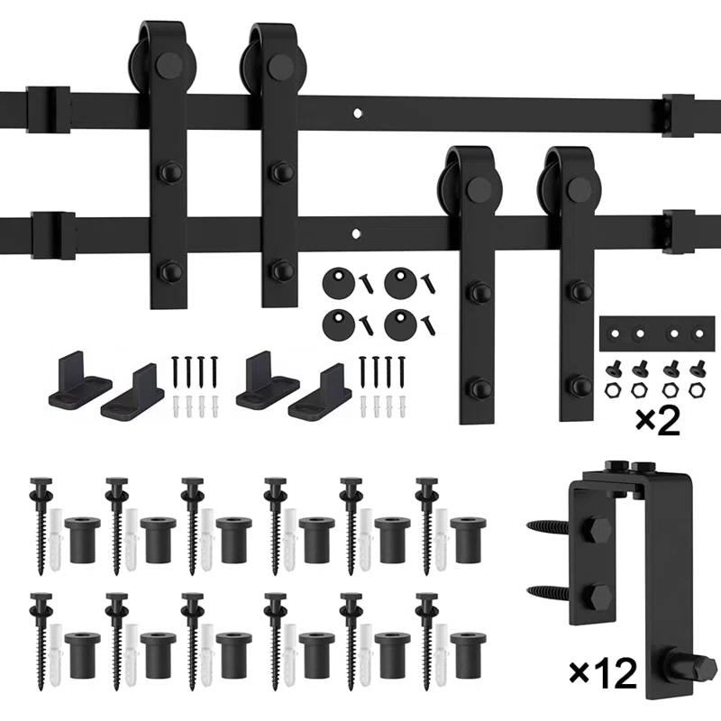 Lazio LAZ Sliding Double Bypass Double Door Barn Door Hardware Kit