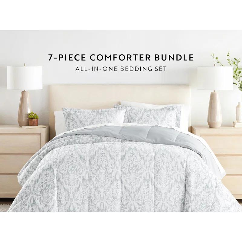 IEnjoy Home 7-Piece Bedding Bundle - Pattern Comforter and Sheet Set