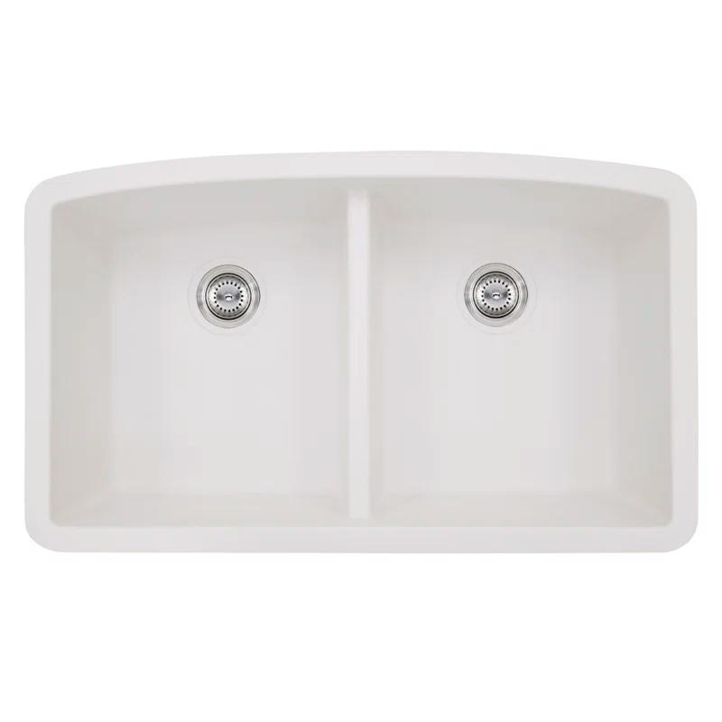 MSI WAY-QTZ-DBSNK-5050-003 Quartz 32"x19" Undermount 50/50 Double Bowl Kitchen Sink