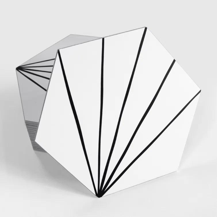 Sunwings 8" x 9" x 4mm Peel & Stick Floor Tile Hexagon Vinyl Flooring
